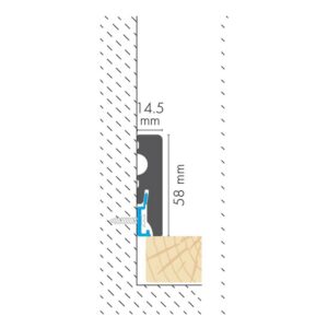 MDF grindjuostės 58 mm brėžinys Baltos MDF grindjuostės 58 mm brėžinys