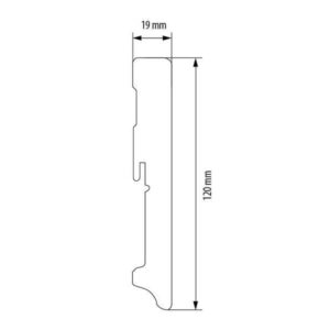 Balta MDF grindjuostė 120x19 mm (2,4 m.)