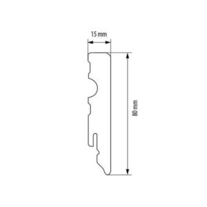 Balta MDF grindjuostė 80x15 mm (2,4 m.)
