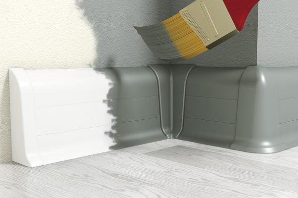 Plastikinių grindjuosčių Premium vizualizacija balta dažoma