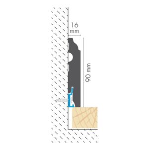 MDF grindjuostės 90x16 mm brėžinys MDF grindjuostės 90x16 mm brėžinys