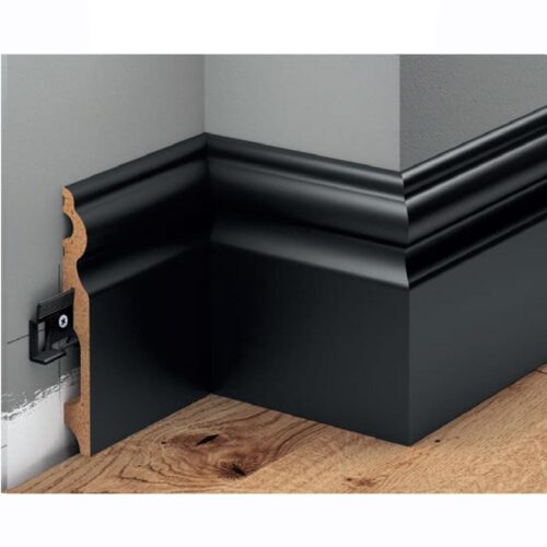 Juodos MDF grindjuostės 115x14,5 mm