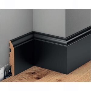 Juodos MDF grindjuostės 90x16 mm Juodos MDF grindjuostės 90x16 mm