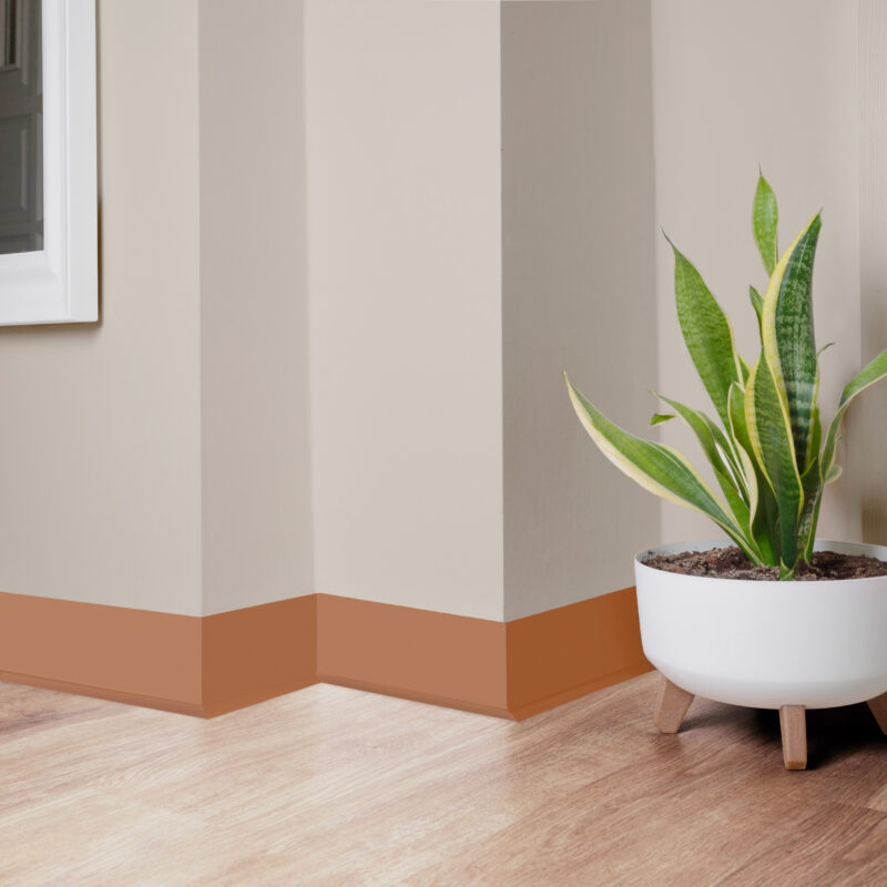 PVC plintusai plytų spalvos vizualizacija