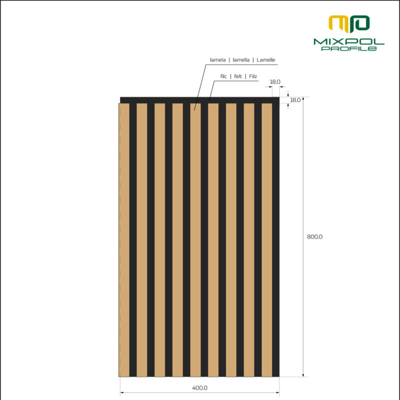 Akustinės panelės 400x800 mm. brėžinys