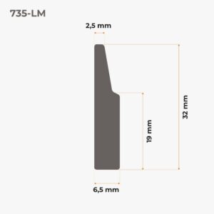 Lipni PVC grindjuostė 32 mm brėžinys Lipni PVC grindjuostė 32 mm brėžinys