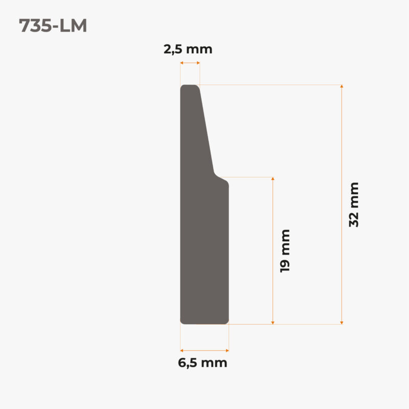 Lipni PVC grindjuostė 32 mm brėžinys
