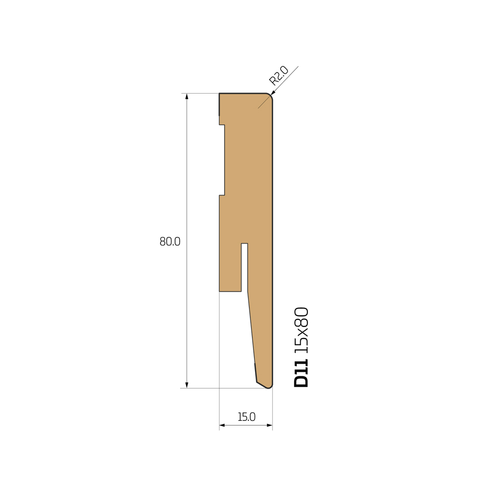 MDF grindjuostė D11 brėžinys 8 cm