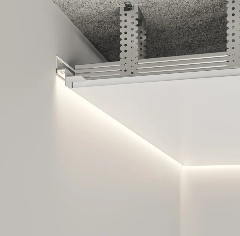Paslėpti profiliai luboms su LED. galerijos nuotrauka
