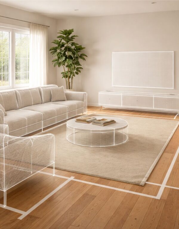 Baldų mastelis ir erdvės judėjimas interjere